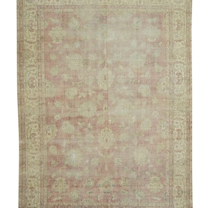 8x10 Vintage Turkish Oushak Rug: Wool Boho Area Rug