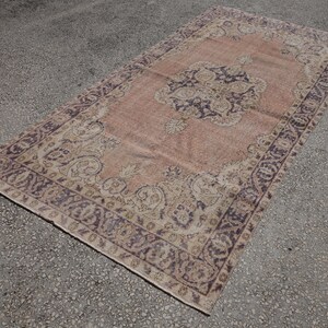 Oushak Rug, 4,5&#39;&#39;X8,4&#39;&#39; Feet 138X257 Cm, Soft Color Rug, Pastel Rug, Double Knot Rug, Turkish Rug, Vintage Rug, Chic Rug, Faded Natural Rug