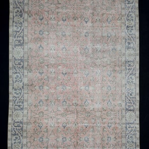 Vintage Oushak Teppich: 150x230 cm Wollteppich, 1950er Jahre Dekoration