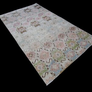 4&quot;x6,4&quot; Feet Oushak Rug,122x197 Cm Turkish Carpet Rug,Short Pile Knoting Woven Rug,Vintage Home Living Room Floor Decor Chic Carpet Rug.