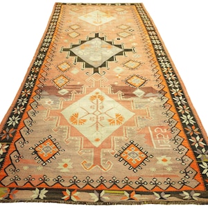 5x11 Handmade Turkish Kilim Rug: Long Vintage Anatolian Wool Rug