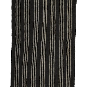 4x8 ft handwoven striped area rug, dark brown vintage goat hair rug, natural kilim rug, home decor organic kilim rug, antique kilim area rug