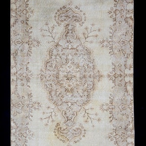 LOVELY CHRISTMAS GIFT Oushak Rug, 3,6&#39;&#39;X6,4&#39;&#39; Feet 110X196Cm, Soft Color Rug, Pastel Rug,Turkish Rug, Vintage Rug, Chic Oushak Rug, Mini Rug