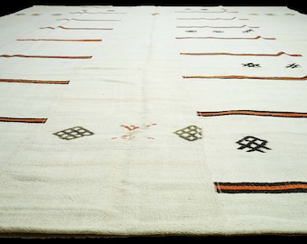 Oversized Striped Hemp Rug: Turkish Kilim, 9.7x11.3 ft