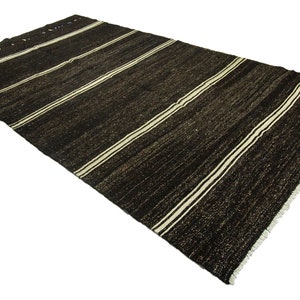 Goat Hair Rug Modern Turkish Rug Flat Weave Rug Decorative Goat Hair and Wool Rug Striped Rug  Vintage Rug 6,4&#39;&#39;x11,1&#39;&#39; Feet 195x340 Cm