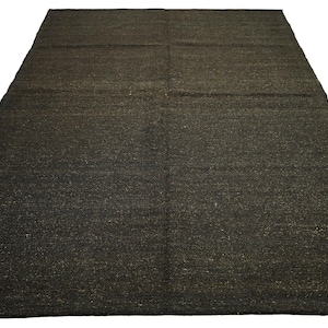 6x8 ft handwoven goat hair kilim rug, modern plain home decor kilim rug, bohemian dark brown kilim rug, organic flatweave anatolian rug