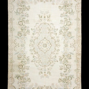 Oushak Rug, 5,3&#39;&#39;X9&#39;&#39; Feet 162X275 Cm, Soft Color Rug, Pastel Rug, Double Knot Rug, Turkish Rug, Vintage Rug, Chic Rug, Faded Rug