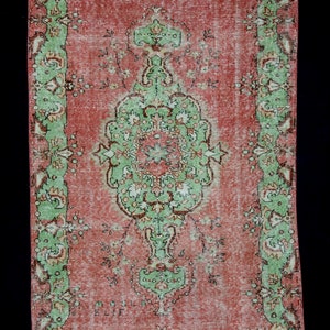 Vintage Oushak Teppich: 100 x 200 cm Wollteppich im Boho Stil