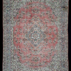 7&quot;x10,4&quot; Feet Oushak Rug,214x318 Cm Turkish Carpet Rug,Short Pile Knoting Woven Rug,Vintage Home Living Room Floor Decor Chic Carpet Rug.