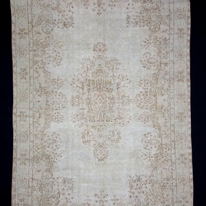 Oushak Rug, 6,4&#39;&#39;X9,9&#39;&#39; Feet 195X302 Cm, Soft Color Rug, Pastel Rug, Double Knot Rug, Turkish Rug, Vintage Rug, Chic Rug, Faded Rug