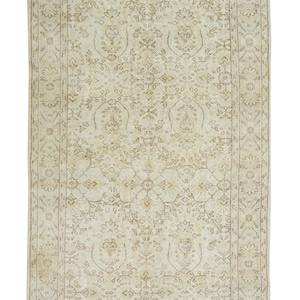 5x8 ft handwoven oushak area rug, short pile oushak rug, decorative oushak carpet rug, small pattern oushak rug, anatolian oushak area rug
