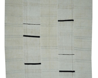 Übergroßer Hanf Kelim Teppich 10 x 11 ft - Vintage türkische gestreifter Teppich