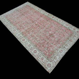 Vintage Oushak Teppich: 100x200 cm Wollteppich aus Wolle, Handgeknüpft
