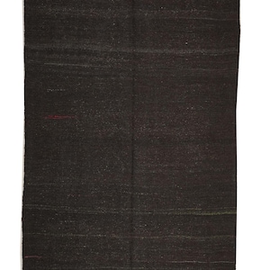 5x11 ft handwoven goat hair area rug, vintage dark brown kilim rug, mid-century anatolian kilim rug, mountain house nomad kilim area rug