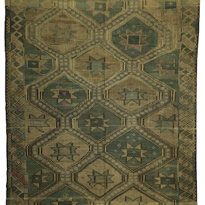 Vintage Pastel Oushak Rug, 6&quot;x8&quot; Feet Turkish Kilim Rug, Chic Oushak Kilim Rug, Bohemian Floor Rug, Living Room Floor Rug, Old Rug