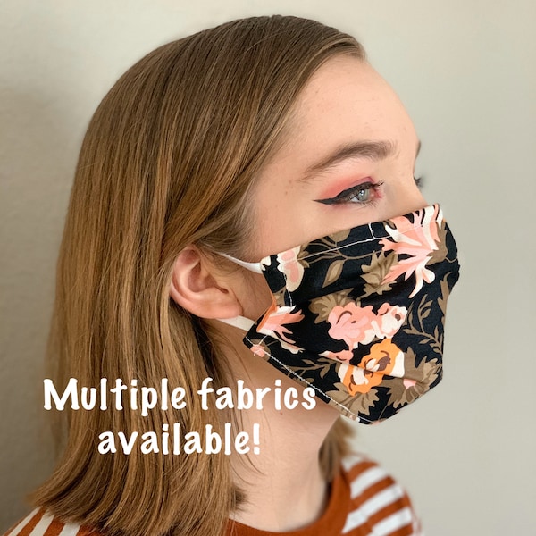 Face Masks, Washable Cotton, Face Mask with filter pocket, Face Mask with nose piece, Face Protection Cover, Decorative Face Mask