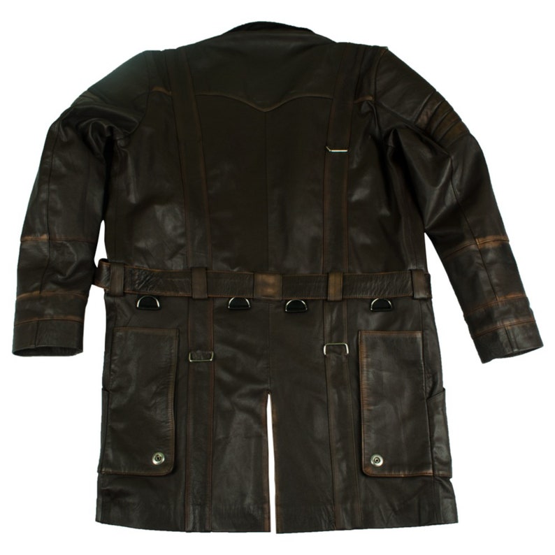 Mens Brown Coat Mid Length Quilted Design Lapel Collar Genuine Handmade Sheepskin Leather Jacket