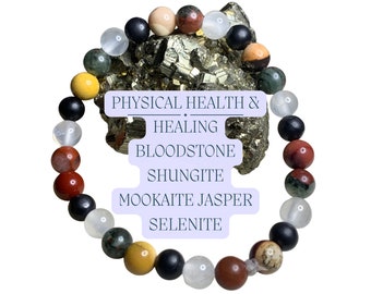 Physical Health Healing Crystal Bead Bracelet, Cancer Pain Relief Handmade Beaded Bracelet, Immune Support No Negativity Gemstone Jewelry