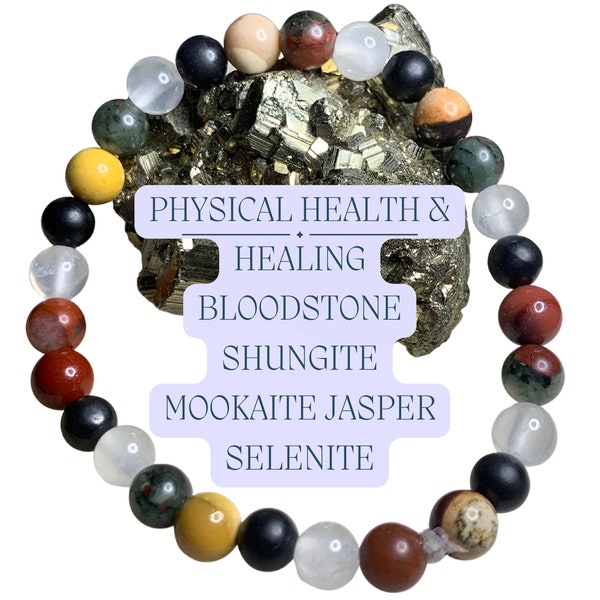 Physical Health Healing Crystal Bead Bracelet, Cancer Pain Relief Handmade Beaded Bracelet, Immune Support No Negativity Gemstone Jewelry