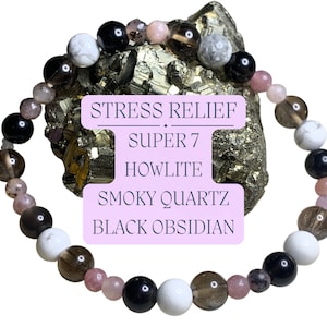 Stress Relief Anti Anxiety Crystal Bead Bracelet, Handmade Gemstone Beaded Jewelry, Calming Tranquility Healing Gemstone,