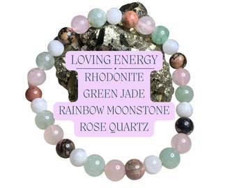 Attract Love Handmade Crystal Bead Bracelet, Self Love Self Care Soulmate Gemstone Beaded Bracelet, Loving Energy Crystal Healing Jewelry