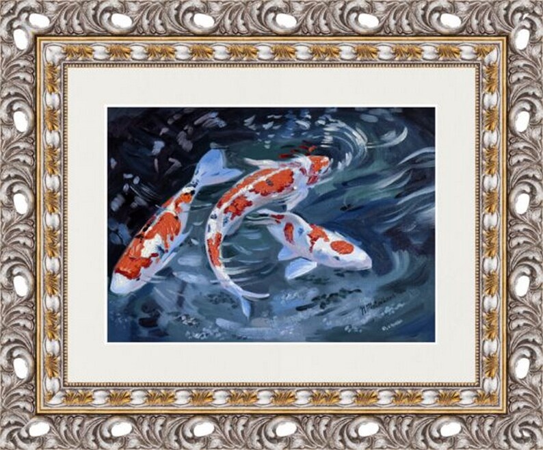 Koi Fish Painting Koi Original Artwork Koi Painting on Canvas Etsy