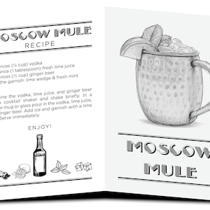 Tarjeta de receta de mula de Moscú / 21 / Cóctel / Postal Margarita / Descarga digital / Imprimir / Feliz cumpleaños / Ella / Travis McNulty / Bebida