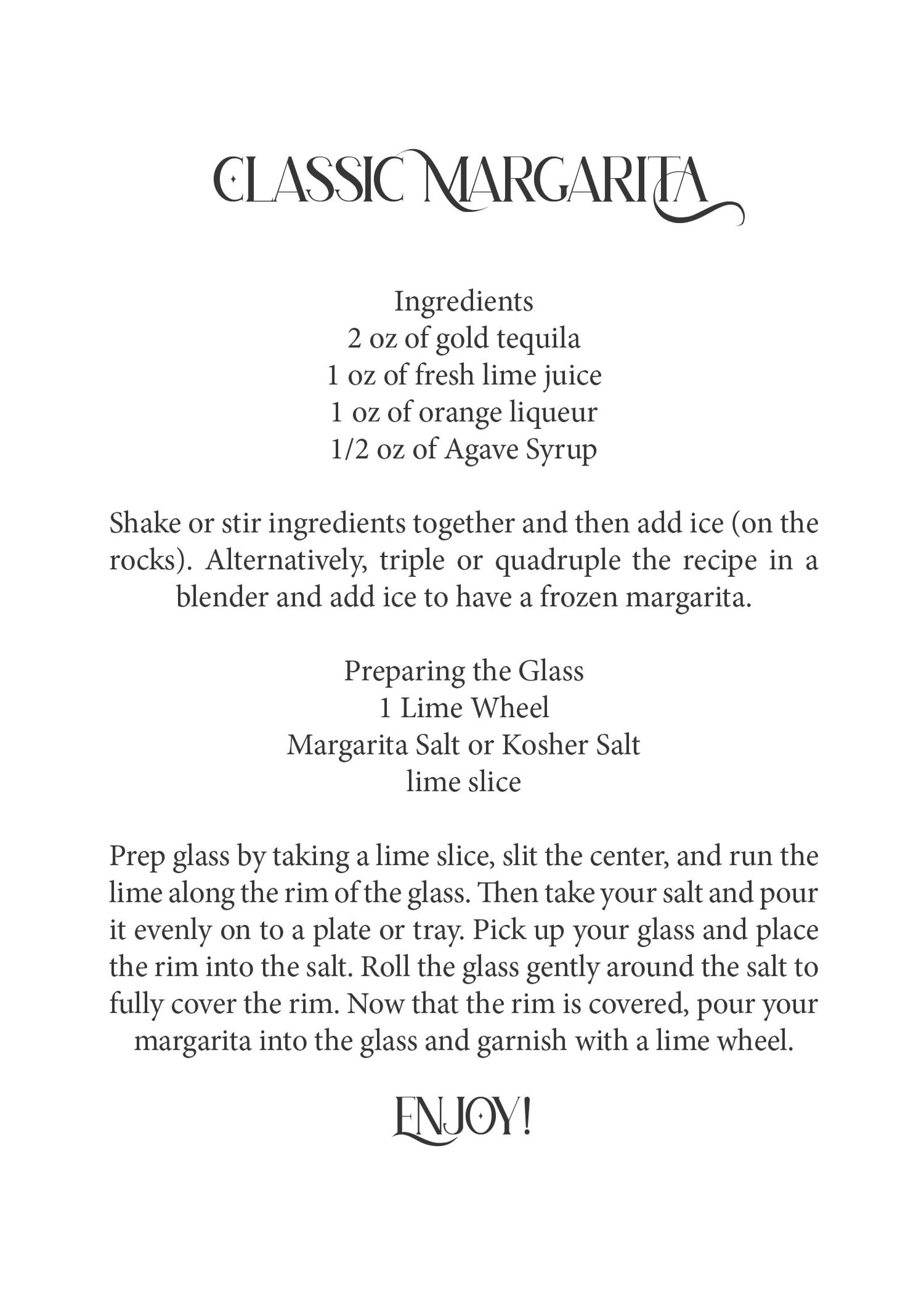 Margarita Recipe Birthday Card | 21 | Cocktail | Margarita Postcard | Digital Download | Print ...