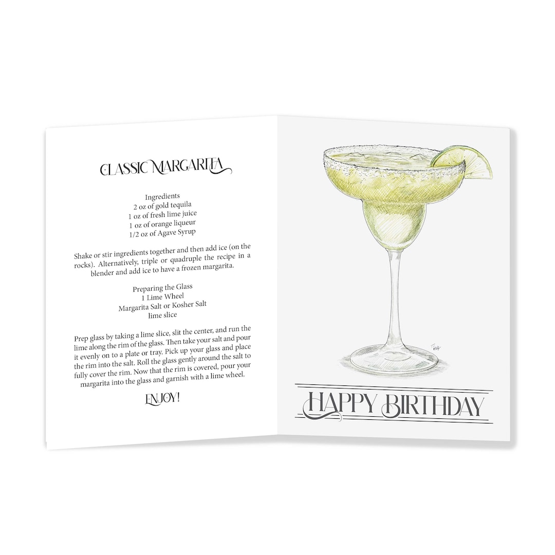 Margarita Recipe Birthday Card | 21 | Cocktail | Margarita Postcard | Digital Download | Print ...