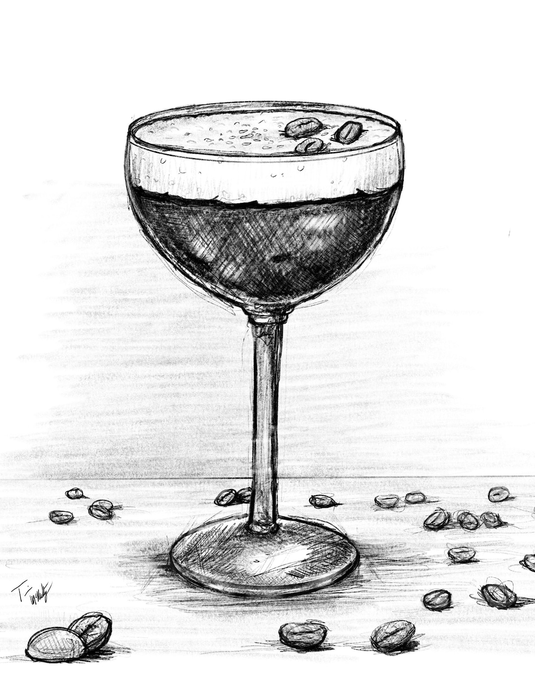 Espresso Martini Drawing Cocktail Drawing Bar Cart Cocktail Prints