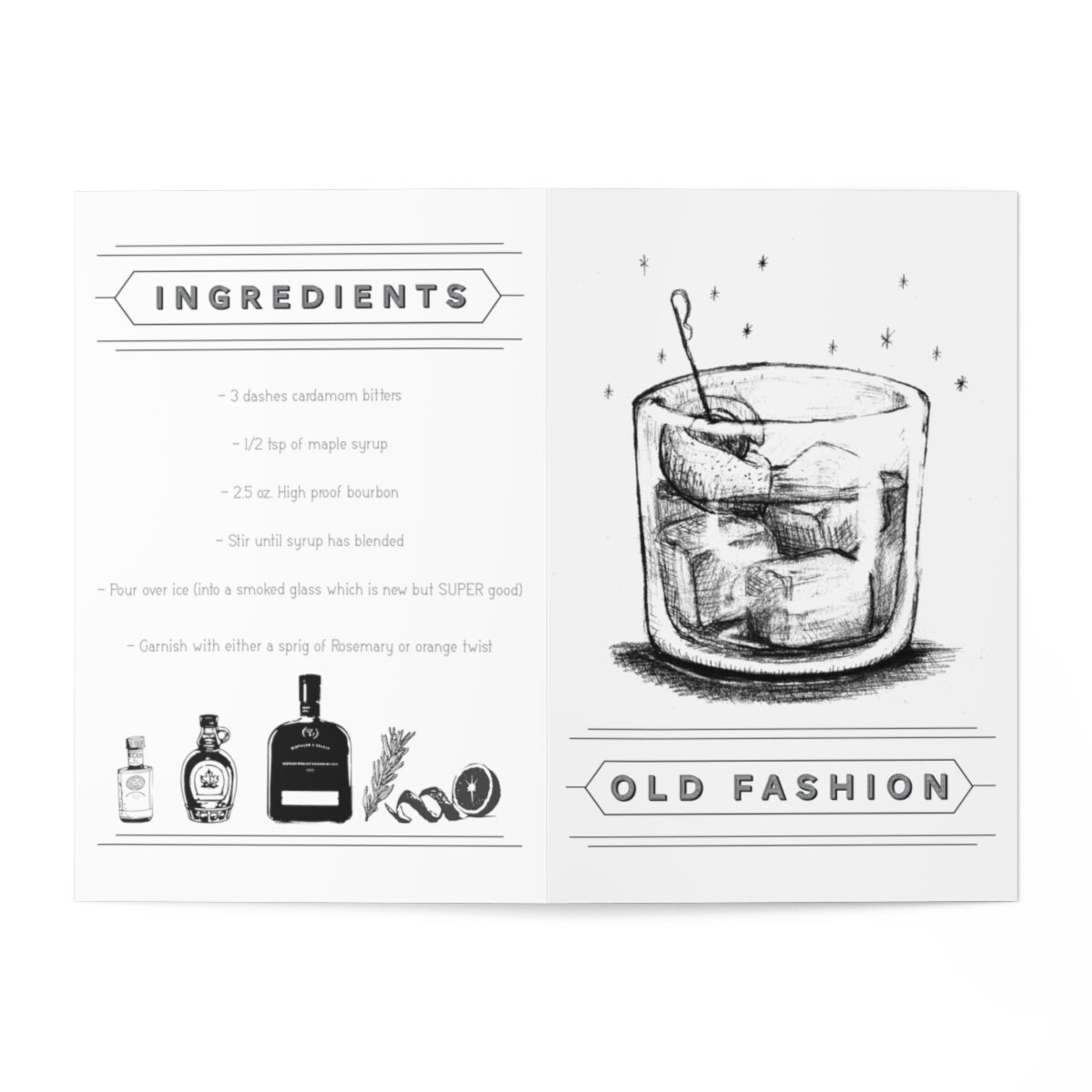 Old Fashioned Recipe Card Cocktail - Il Fullxfull.2807010393 Ozb6 