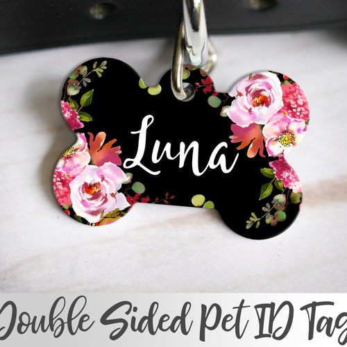 Pretty Dog Tag for Dog Pink Flowers Dog Tag Dog Name Tag - Etsy Pretty Dog Tag for Dog Pink Flowers Dog Tag Dog Name Tag - Etsy