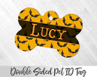 Bats Pet Tag, Halloween Pet Tag, Candy Corn Pet ID Tag, Halloween Cat Tag, Dog Name Tag, Spooky Pet ID Tag, Halloween Cat, Ghosts Pet ID Tag