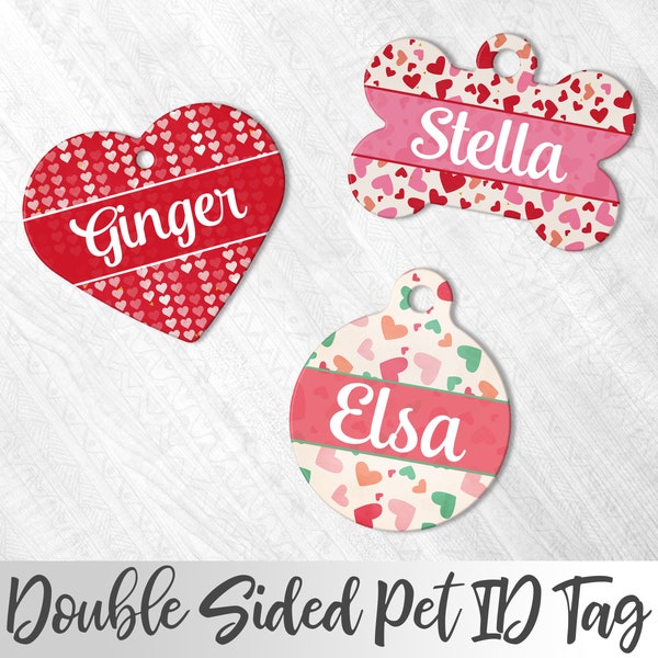 Hearts Pet Tag, Valentines Pet Tag, Personalized Pet tag, Valentines Dog Tag, Dog Name Tag, Custom Dog Tag, Hearts Dog Tag, ID Dog Tag