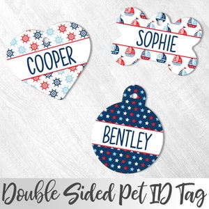 Nautical Pet Tag,  Personalized Pet ID tag, Cat ID tag, Dog Name Tag, Custom Dog Tag, Custom Text Pet Tag, Patriotic Pet Tag, Boy Pet Tag