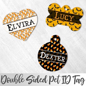 Halloween Pet Tag, Candy Corn Pet ID Tag, Halloween Dog Tag for Dog, Dog Name Tag, Custom Spooky Dog Tag, Halloween Cat, Ghosts Pet ID Tag