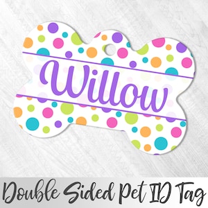 Polka Dots Pet Tag, Sprinkles Pet Tag, Cute Pet Tag, Personalized Pet tag, Cat ID tag, Dog Name Tag, Custom Dog Tag, Purple Pet ID Tag