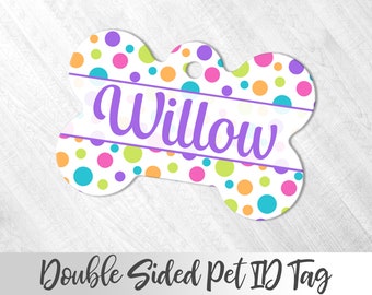 Polka Dots Pet Tag, Sprinkles Pet Tag, Cute Pet Tag, Personalized Pet tag, Cat ID tag, Dog Name Tag, Custom Dog Tag, Purple Pet ID Tag