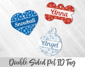 Snowflake Pet Tag, Christmas Pet Accessory, Winter Pet ID tag, Name Tag for Dog, Custom Xmas Dog Tag, Snowflakes Dog Tag, Pet ID Tag Cat