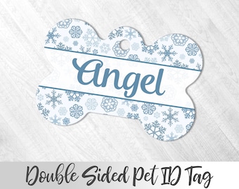 Snowflakes Pet Tag, Christmas Pet Accessory, Cute Pet Tag, Dog Tag for Dog, Christmas Gift Dog Lover, Snowflake Cat Tag, Christmas Tag Cat