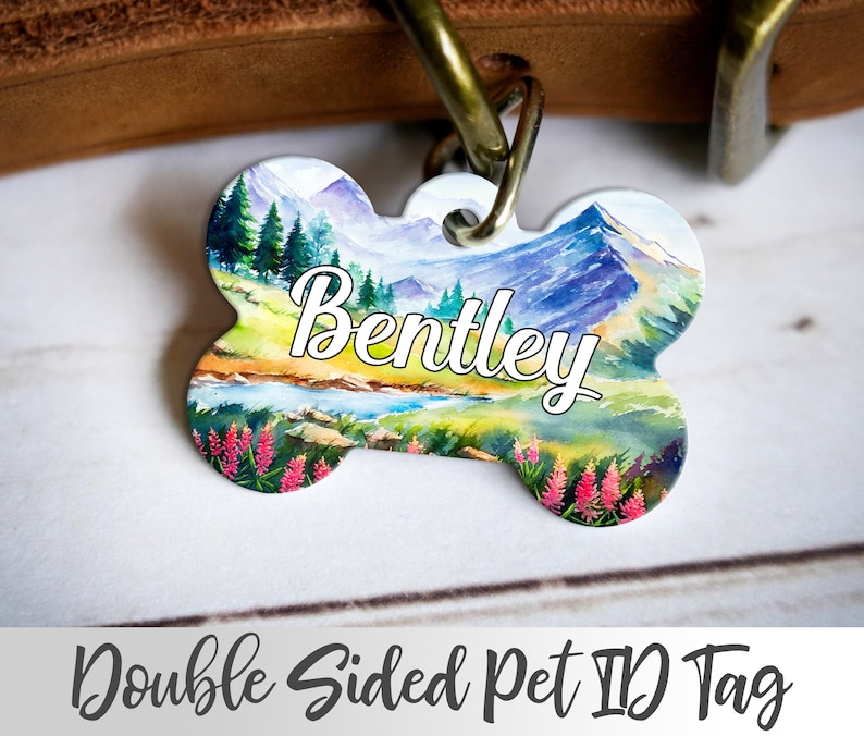 Mountains Dog Tag for Dogs Wilderness Pet Tag Personalized Etsy