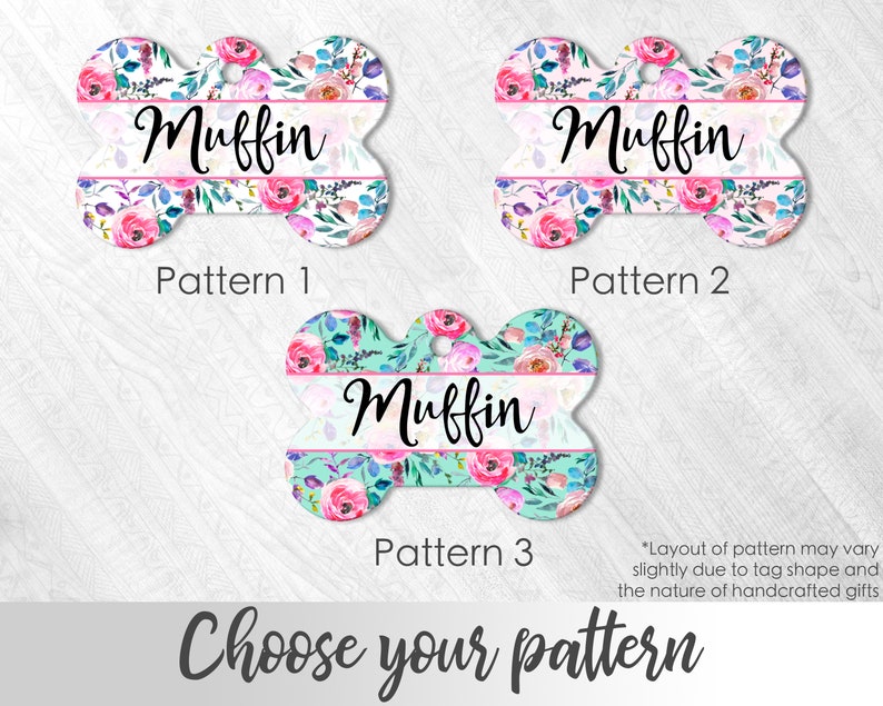 Pink Floral Pet Tag Girly Dog Tag Cat ID. Tag Girl Dog Name Etsy Canada