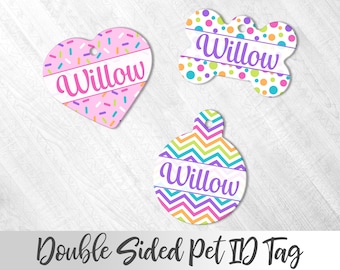 Sprinkles Pet Tag, Cute Pet Tag, Personalized Pet tag, Cat ID tag, Dog Name Tag, Custom Dog Tag, Double Sided Pet Tag, Custom Text Pet Tag