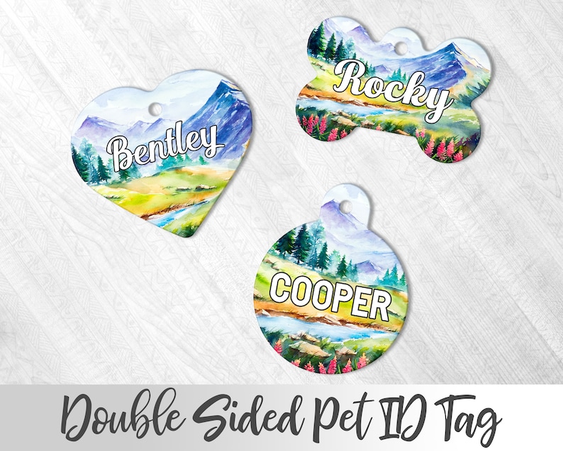 Mountains Dog Tag Personalized Pet tag Boy Dog Tag For Dog Wanderlust Dog Tag For Dog Rustic Dog Tag Wilderness Pet Tag Dog Name Tag