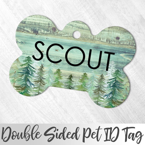 Country Pet Tag, Wilderness Pet Tag, Faux Wood Pet Tag, Personalized Pet ID tag, Dog Name Tag, Dog Tag For Dog, Rustic Dog Tag, Woods Tag