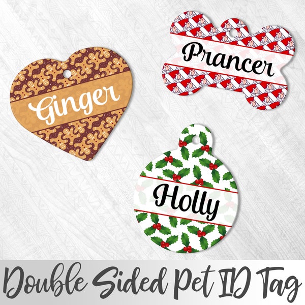 Christmas Pet Tag, Santa Pet Tag, Winter Pet tag, Name Tag for Dog, Mistletow Dog Tag, Festive Dog Tag, Holiday Cat Tag, Cute Pet Tag