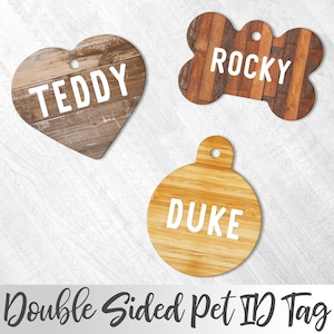 Faux Wood Pet ID Tag, Rustic Dog Tag, Personalized Pet ID tag, Dog Name Tag, Custom Dog Tag, Custom Text Pet Tag, Boy Dog Tag For Dog