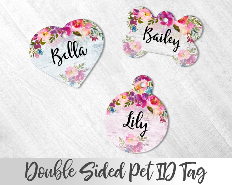 floral dog tag