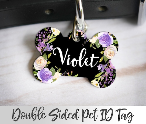 Purple Dog Tag, Personalized Pet Tag, Bone Shaped Dog Tag, Cat ID Tag, Dog Tag for Girl Dog, Pretty Cat ID Tag, Dog Lover Gift, Violet Tag
