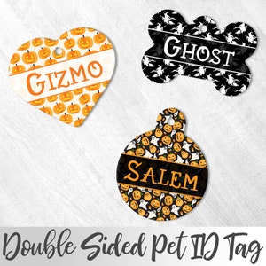 Halloween Pet Tag, Halloween Pet Accessory, Personalized Pet ID tag, Dog Name Tag, Custom Spooky Dog Tag, Pumpkin Dog Tag, Ghosts Pet ID Tag